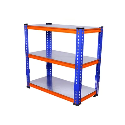 Blueboy 36 x 36 x 15 Inches 3 GI Shelves Boltless Adjustable Multipurpose Rack (Red and Blue)